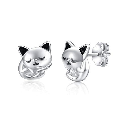 Katze Geschenke für Katzenliebhaber 925 Sterling Silber Katze Ohrringe für Frauen Mädchen Kätzchen Katze Studs Schmuck Geschenke von VONALA