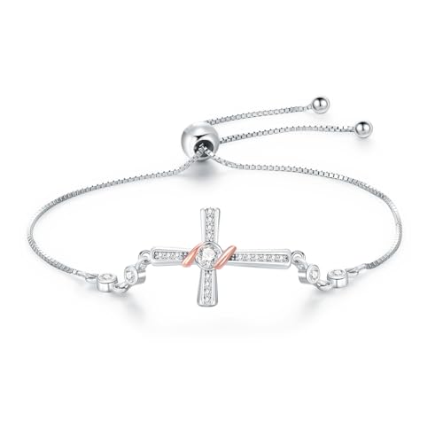 Kreuz Armband Sterling Silber Zirkon Cross Link Kette Armband religiöse christliche Schmuck Geschenke für Ladies Damen von VONALA