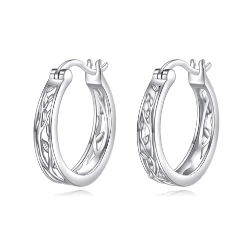 Lebensbaum Ohrringe 925 Sterling Silber Lebensbaum Kleine Creolen Huggie Ohrringe Schmuck Geschenke für Damen von VONALA