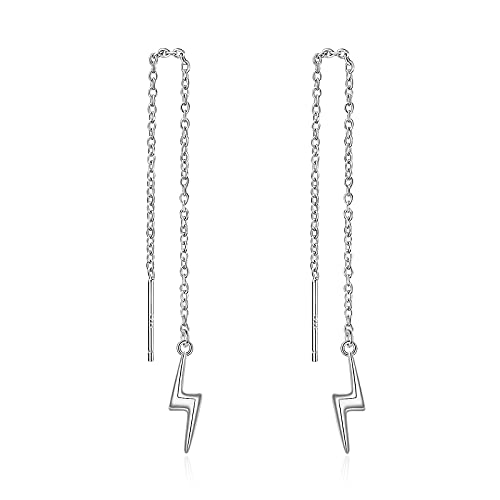 Lightning Threader Ohrringe für Frauen 925 Sterling Silber Dangle Lightning Through Long Chains Ohrringe Schmuck Geschenke für Frauen Teens von VONALA
