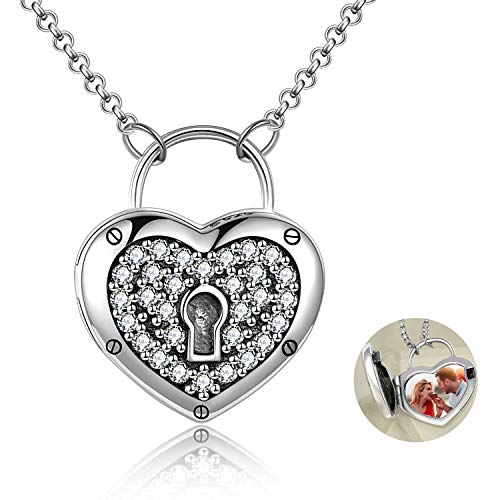 Lock Locke Halskette 925 Sterling Silver Heart Lock and Key Halskette, die Bilder f¨¹r Frauen Mom Schmuck von VONALA