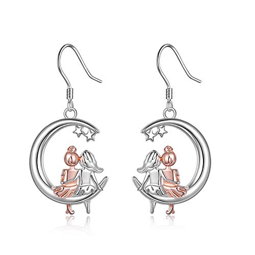 Mond Ohrhänger Mädchen, 925 Sterling Silber hängende Ohrringe, Schwester Design, hypoallergen Schmuck Geburtstagsgeschenke für Damen (Schwestern 01) von VONALA