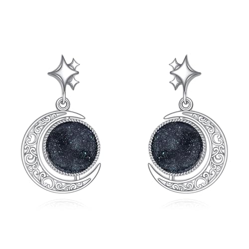 Mond und Stern Ohrringe Ohrstecker Sterling Silber Galaxie Mondsichel Baumelnd Schmuck für Frauen Astronomin Weltraum Erforschung Enthusiast von VONALA