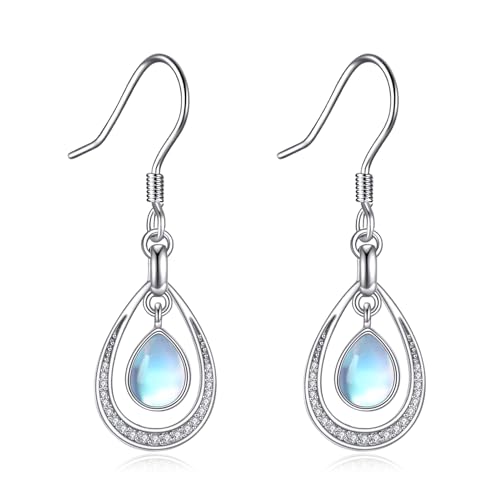 Mondstein Damen baumeln Ohrringe Damen Ohrringe Mondsteinschmuck Sterling Silber Leverback von VONALA