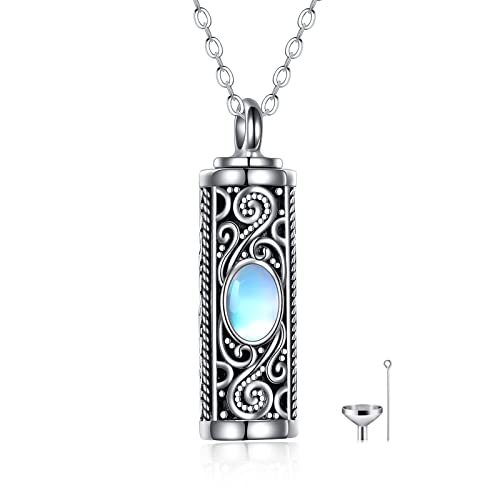 Mondstein Urnen-Halskette für Asche für Frauen 925 Sterling Silber Filigran Kremationsschmuck für Asche von VONALA