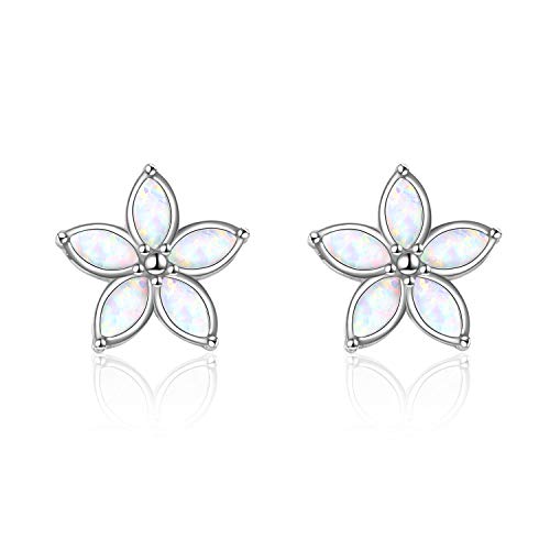Opal Ohrstecker, 925er Sterling silber Ohrringe für Damen Einzigartiges Design von Blumen Mode Geschenk süßes Schmuck hypoallergen geschenkbox verpackung von VONALA