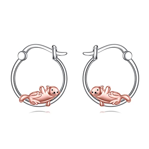 Otter 925 Sterling Silber Kleiner Ohrring Hypoallergen Ohrschmuck für empfindliche Ohren von VONALA