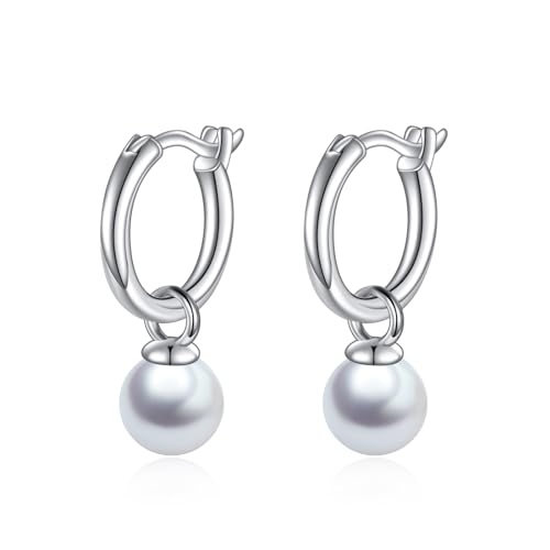 Perle Hoop Ohrringe Sterling Silber Perle Tropfen Baumeln Ohrringe für Frauen Perle Hoop Ohrringe Sterling Silber Perle Tropfen Baumeln Ohrringe für Frauen von VONALA