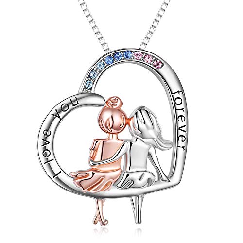 Schwestern Halskette Sterlingsilber Infinity Love Herz Anhänger kette Schmuck Geschenk für Schwestern/Tochter/Freundin (Ich liebe dich für immer) von VONALA