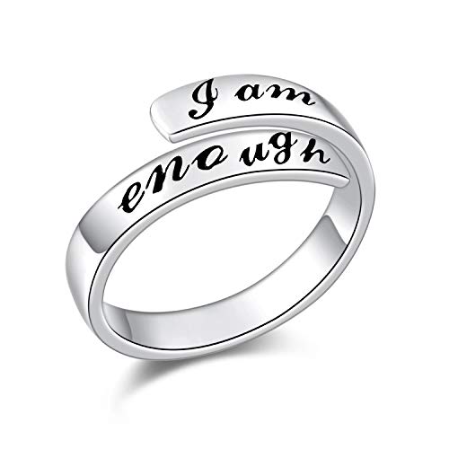 Silberring Silber ring 925 "I am enough" Regulierbare Ringe für Frauen Mädchen von VONALA