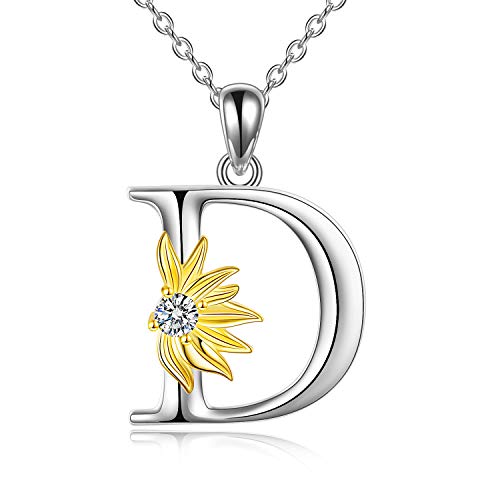 Sonnenblumen Geschenke für Frauen Sterling Silber Initial Alphabet Buchstabe D Anhänge Sonnenblumen Halskette Geschenke für Frauen Madchen von VONALA