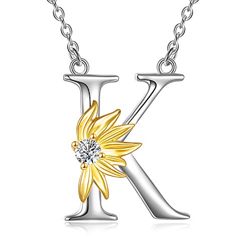 Sonnenblumen Geschenke f¨¹r Frauen Sterling Silber Initial Alphabet Buchstabe K Anh?nger Sonnenblumen Halskette Geschenke f¨¹r Frauen M?dchen von VONALA