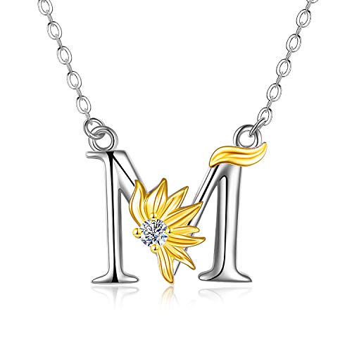 Sonnenblumen Geschenke f¨¹r Frauen Sterling Silber Initial Alphabet Buchstabe M Anh?nger Sonnenblumen Halskette Geschenke f¨¹r Frauen M?dchen von VONALA