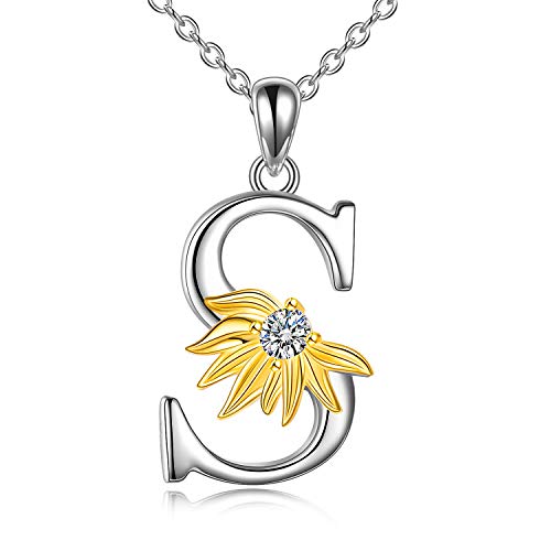 Sonnenblumen Geschenke f¨¹r Frauen Sterling Silber Initial Alphabet Buchstabe S Anh?nger Sonnenblumen Halskette Geschenke f¨¹r Frauen M?dchen von VONALA