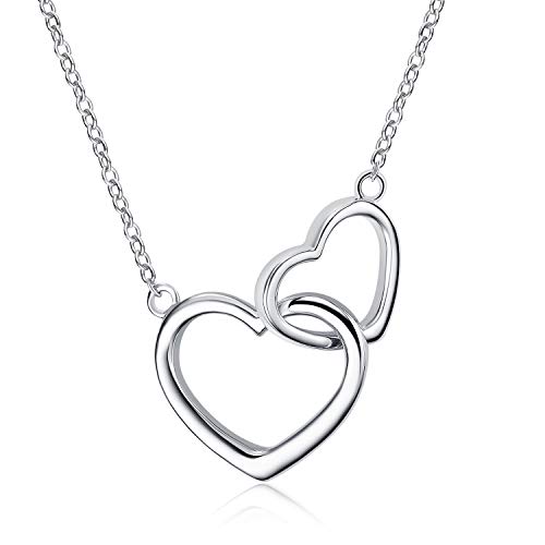 Damen Halskette, 925 Sterling Silber Herz zu Herz Anhänger Kette Schmuck für Für Mutter Frau Mädchen Freundin, Geschenk Verpackung von VONALA