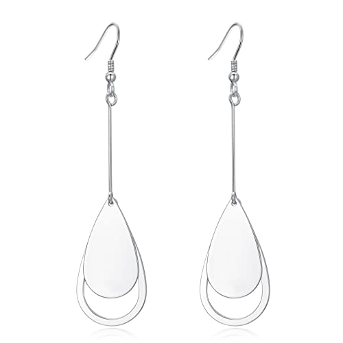 VONALA Tropfenform Ohrringe 925 Sterling Silber Tropfen Ohrhänger Lange Wassertropfen Hängend Ohrringe für Frauen Damen von VONALA