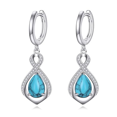Türkis Teardrop Hoop Ohrringe Sterling Silber Infinity Dangle Drop Ohrringe Western Schmuck Geschenke für Frauen Mädchen von VONALA