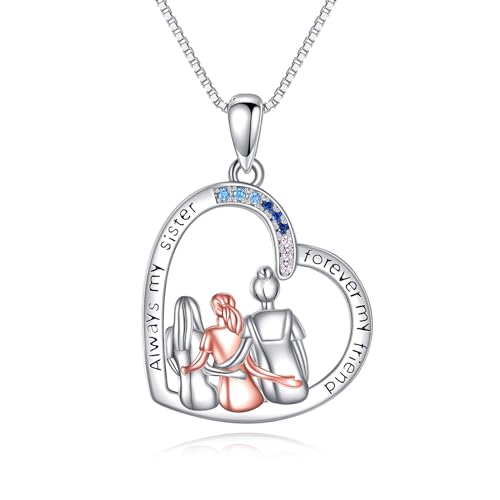 VONALA Drei Schwestern Halskette 925 Sterling Silber Herz Anhänger Halskette Schmuck Geburtstagsgeschenke für 3 (3 schwestern herz) von VONALA