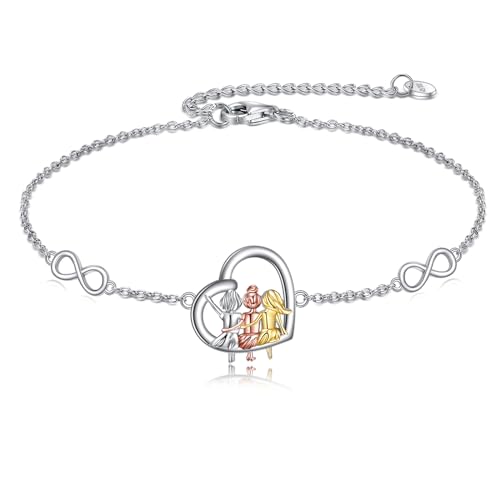 VONALA 925 Sterling Silber 3 Schwester Herz Armband, unendlichkeitszeichen Schmuck Freundschaft Geschenke für Damen Mädchen von VONALA