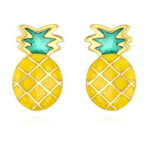 VONALA 925 Sterling Silber Ananas Ohrringe Mädchen Ohrstecker Nette Früchte Schmuck Geburtstagsgeschenke für Damen (Ananas) von VONALA