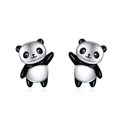 VONALA 925 Sterling Silber Panda Ohrringe Niedliche Tier Ohrstecker Hypoallergene Schmuck Geburtstagsgeschenke für Frauen Teenager Mädchen Tochter von VONALA