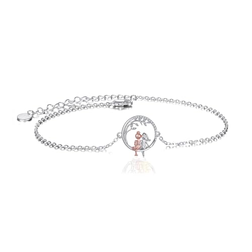 VONALA 925 Sterling Silber Schwester Herz Armband, unendlichkeitszeichen Schmuck Freundschaft Geschenke für Damen Mädchen (2 Schwestern Armband) von VONALA