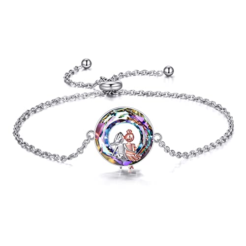 VONALA 925 Sterling Silber Schwester Herz Armband, unendlichkeitszeichen Schmuck Freundschaft Geschenke für Damen Mädchen (Lila Kristall) von VONALA