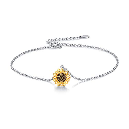 VONALA 925 Sterling Silber Sonnenblume Fußkettchen für Damen Mädchen von VONALA