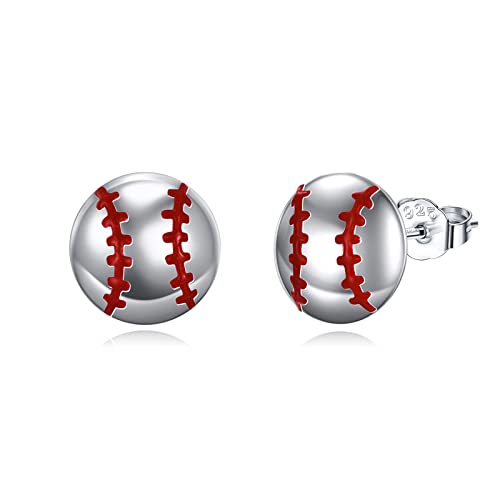 VONALA 925 Sterling Silber Sport Ohrringe Ohrstecker Baseball Tennis Fußball Volleyball Schmuck Geschenk für Damen Mädchen (Baseball) von VONALA