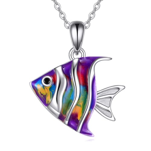 VONALA 925 Sterling Silber Tropischer Fisch Halskette Meeresbewohner - Frauen, Geschenkempfängerinnen - Silber - Halskette von VONALA