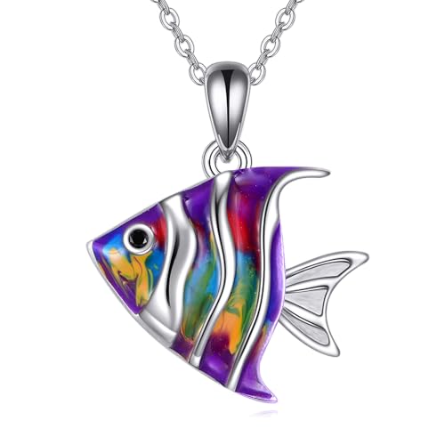 VONALA 925 Sterling Silber Tropischer Fisch Halskette Meeresbewohner Halskette Halskette Geschenk für Frauen von VONALA