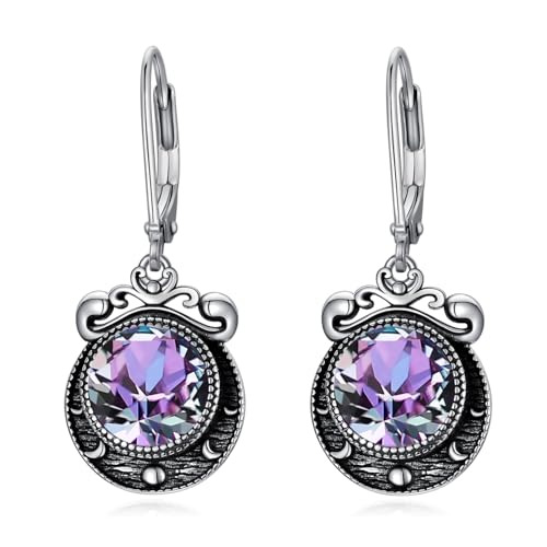 VONALA Amethyst-Ohrringe für Damen Sterlingsilber Mondphase Leverback baumelnde Ohrringe Amethyst-Schmuck für Damen Teenager Mädchen von VONALA