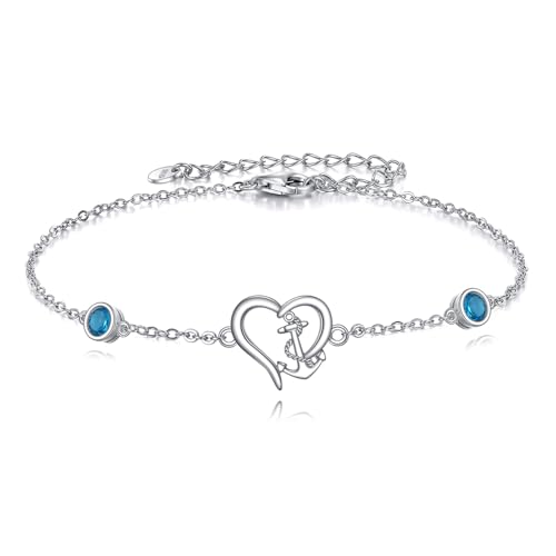 VONALA Anker Armband 925 Sterling Silber Anker Schmuck Armband Matrosen Armband Nautische Schmuck Anker Schmuck für Frauen Beste Freunde Urlaub Weihnachten Geburtstag von VONALA