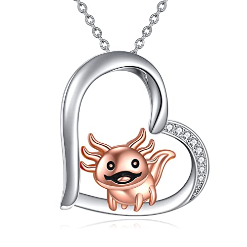 VONALA Axolotl Halskette Herz Anhänger Silber 925 Damen Tier Schmuck Geschenk für Tochter/Schwester/Freundin/Freunde von VONALA