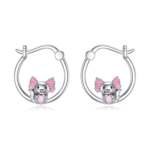 VONALA Axolotl Ohrringe Silber 925 Creolen, Tier Creolen Ohrringe Hoop Earrings Axolotl Schmuck für Frauen Mädchen von VONALA
