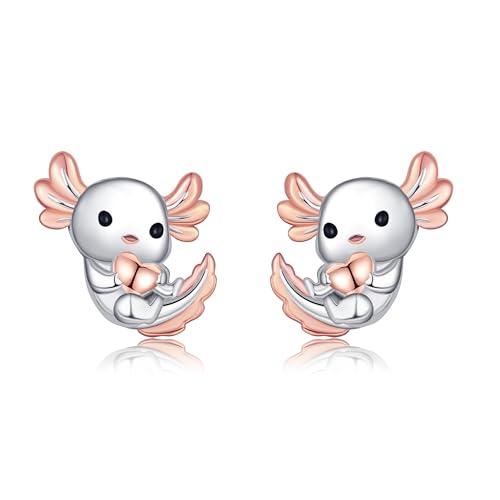 VONALA Axolotl Ohrstecker 925 Sterling Silber Axolotl Ohrringe für Mädchen Frauen Axolotl Geschenke Niedlicher Tierschmuck von VONALA