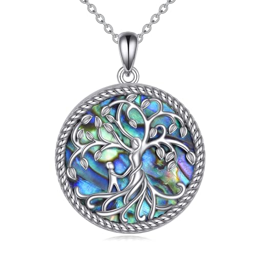 VONALA Baum des Lebens Halskette Damen 925 Sterling Silber Muttertagsgeschenk Schmuck Mutter Kind Anhänger Geschenkbox Verpackung- Bestes Geschenk (Mutter Kind) von VONALA