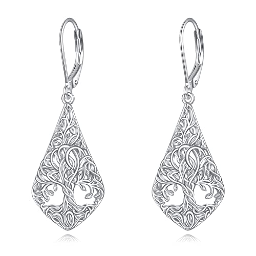 VONALA Baum des Lebens Ohrringe 925 Sterling Silber Filigrane Teardrop Leverback Ohrringe Lebensbaum Baumelnden Ohrringe Schmuck Geschenke für Frauen Damen von VONALA