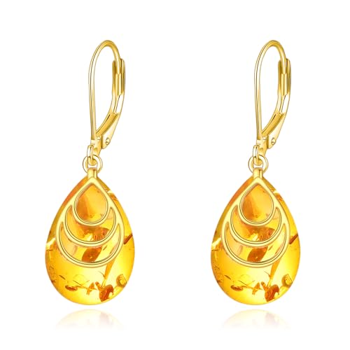 VONALA Bernstein Hänger für Frauen - Sterling Silber Teardrop Drop Ohrringe - Bernstein-Schmuck für Frauen von VONALA