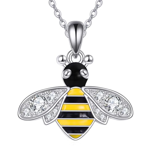 VONALA Biene Kette 925 Sterling Silber Anhänger Halskette Bienenschmuck Geschenke für Damen Mädchen (Biene-B) von VONALA