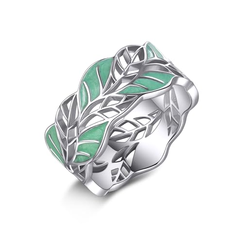 VONALA Blatt Ring Sterling Silber Grün Ringe Natur Ringe Olive Leaf Rings Schmuck für Frauen Mutter Mutter Frau Mädchen Größe 8 VONALA Blatt Ring Sterling Silber Grün Ringe Natur Ringe Olive Leaf Rings Schmuck für Frauen Mutter Mutter Frau Mädchen Größe 8 von VONALA