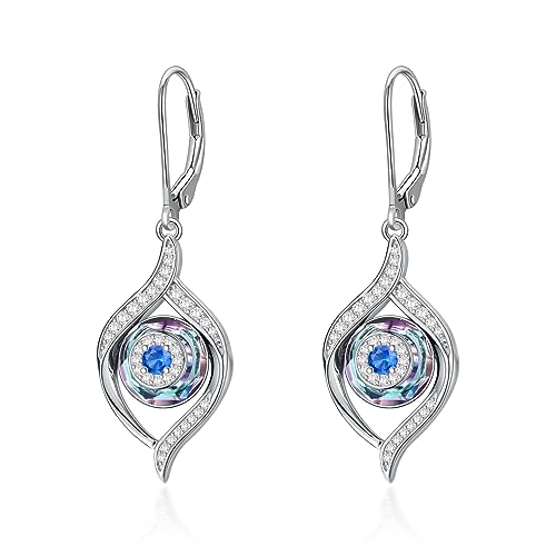 VONALA Böser Blick-Ohrringe für Frauen Sterlingsilber türkischer böser Blick baumelnde Tropfenohrringe mit lila Kristall Glücksamulett Schutz böser Blick Schmuck Geschenk für Frauen Mädchen von VONALA