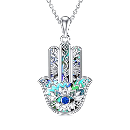 VONALA Böses Auge Halskette 925 Sterling Silber Hamsa Hand Anhänger Fatima Schutz Kette Amulett Spiritueller Schmuck Geschenke für Damen Männer von VONALA