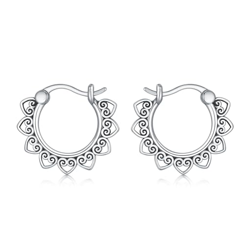 VONALA Boho Hoop Ohrringe Damen Silber 925 Filigrane Tribal Mandala Ohrringe Boho Style Schmuck Geschenke für Frauen Mädchen (Boho-C) von VONALA