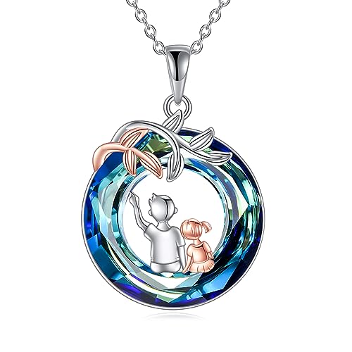 VONALA 925 Sterlingsilber Mutter Tochter Halskette Infinity Love Herz Anhänger Kette Schmuck Geschenk für Damen Mädchen (Bruder und Schwester Kristall) von VONALA