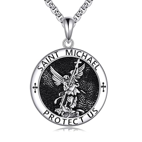 VONALA Saint Michael Saint Christopher Halskette für Männer 925 Sterling Silber Erzengel Michael Anhänger Christlicher Schmuck Geschenke mit 22"+2" Rolo Kette (Saint Michael) VONALA Saint Michael Saint Christopher Halskette für Männer 925 Sterling Silber Erzengel Michael Anhänger Christlicher Schmuck Geschenke mit 22"+2" Rolo Kette (Saint Michael) von VONALA