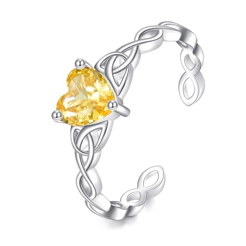 VONALA Citrin Ring Herz Citrin Ring 925 Sterling Silber Infinity Ring Healing Birthstone Ringe Geburtstag für Frauen von VONALA