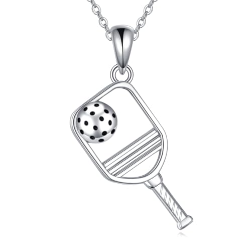 VONALA Pickleball Halskette S925 Sterling Silber Paddleball Anhänger Sports Chmuck Geschenke für Frauen Pickleball Liebhaber von VONALA