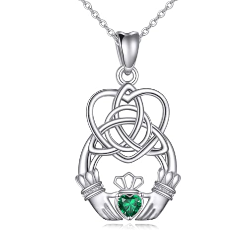 VONALA Claddagh-Halskette für Damen Sterlingsilber irischer keltischer Knoten Liebesherz-Anhänger irischer Schmuck Geschenk für Frauen Teenager Mädchen von VONALA