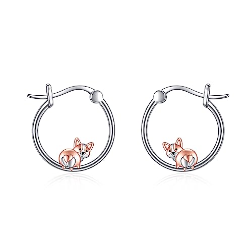 VONALA Corgi Creolen Ohrringe 925 Sterling Silber Tier Schmuck für Damen Mädchen von VONALA